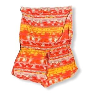 Mossimo tropical sunset strapless shorts romper